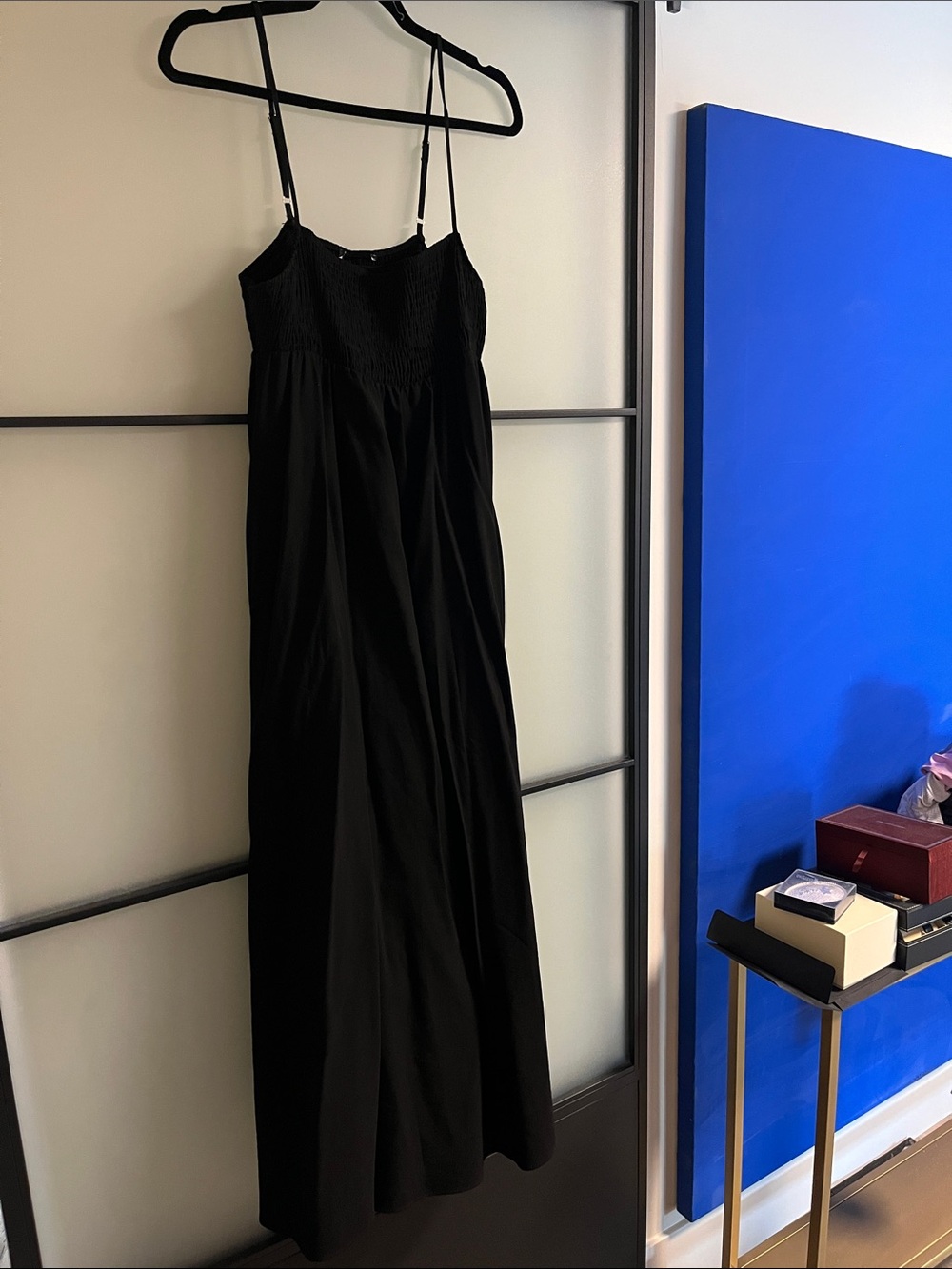 Zara Black Maxi Dress with spaghetti straps and smocked bodice